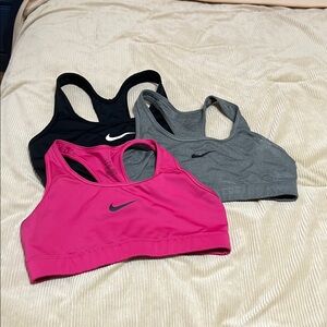 Nike Women's Sports Bra Trio - Fuchsia, Charcoal, and Jet Black